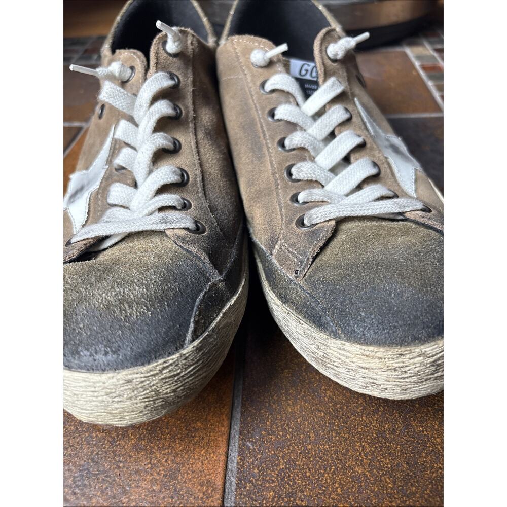 Golden Goose Super Star Men's Brown Suede Sneakers White Star Lace Up 42 EUC - Picture 14 of 16